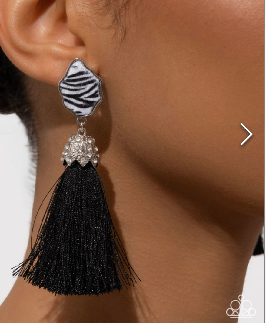Iconic Zebra- Black Earrings