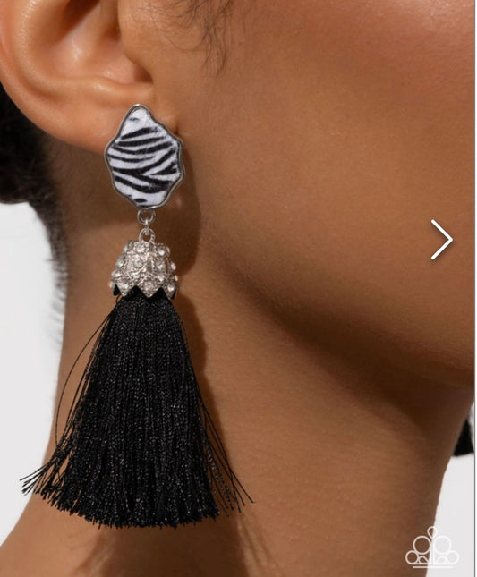 Iconic Zebra- Black Earrings