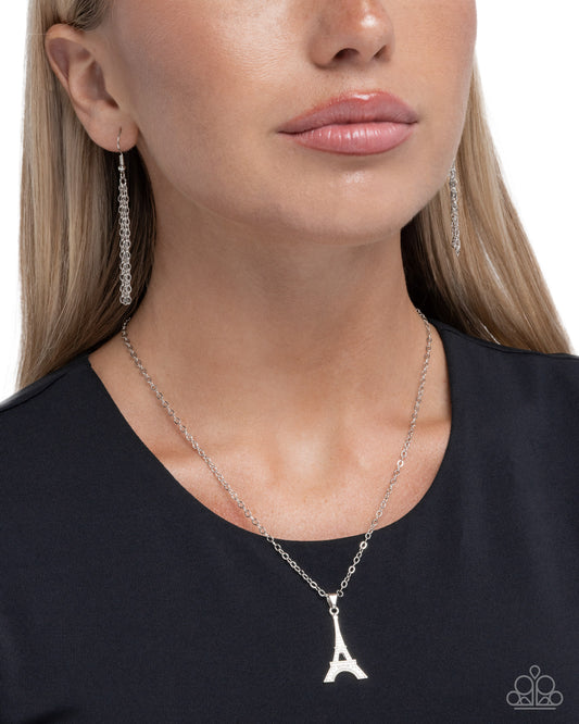 Eiffel Tower Eloquence- Silver Necklace
