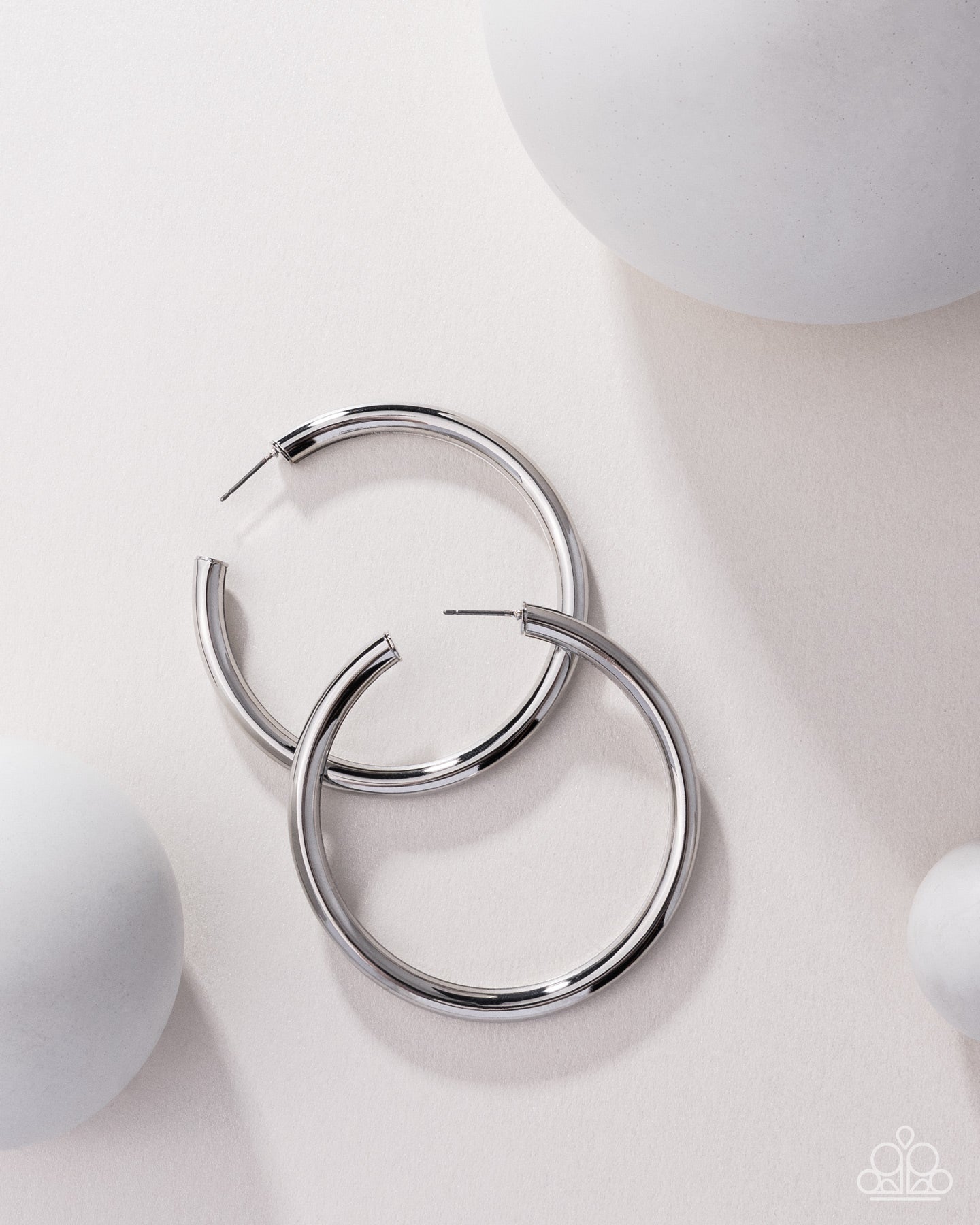 Curves Ball- Silver Hoops Earrings