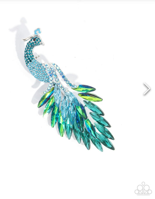 Peacock Pedastal - Blue Brooche