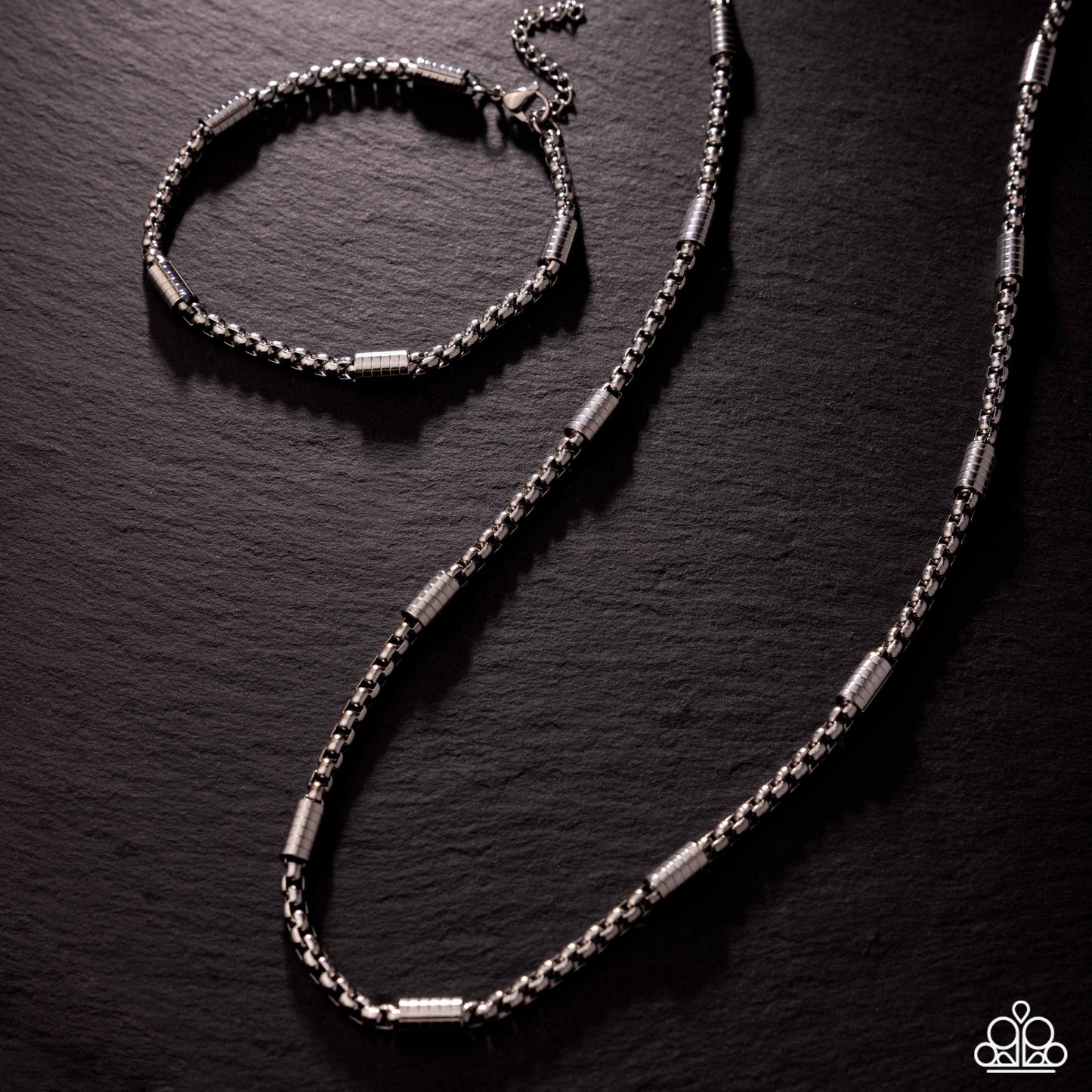 Barricade Bravado- Silver Unisex Necklace and Bracelet