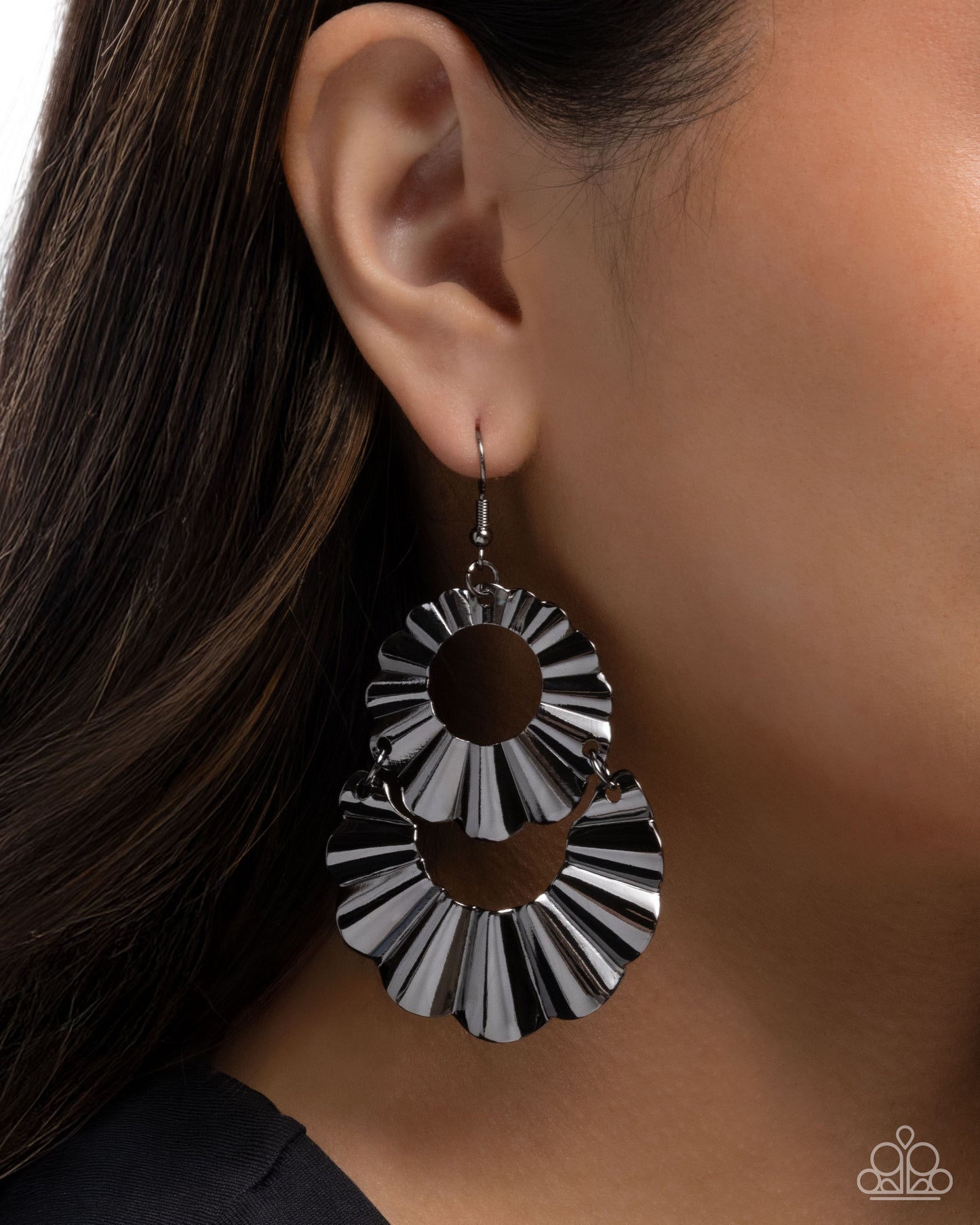 Crimped Consistency- Black Earrings