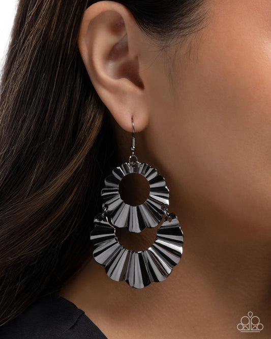 Crimped Consistency- Black Earrings