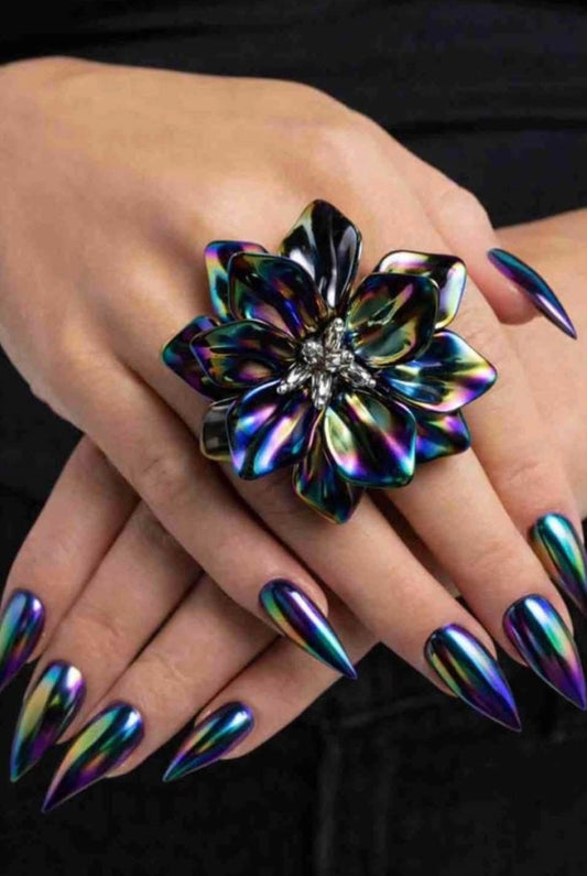 Platonic Petals- Black Diamond Ring