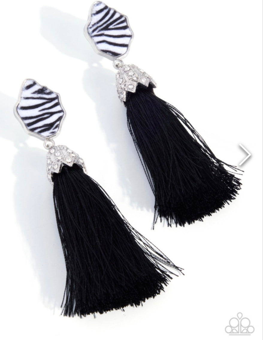Iconic Zebra- Black Earrings
