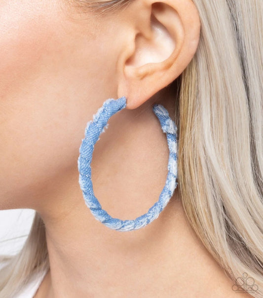 Denim Debut- Blue Hoop Earrings