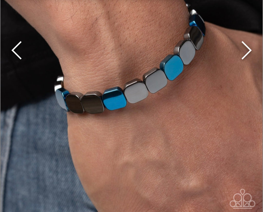 Powerful Pattern- Blue Men's Bracelet