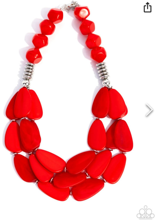 Smooth Spoken-Red Necklace