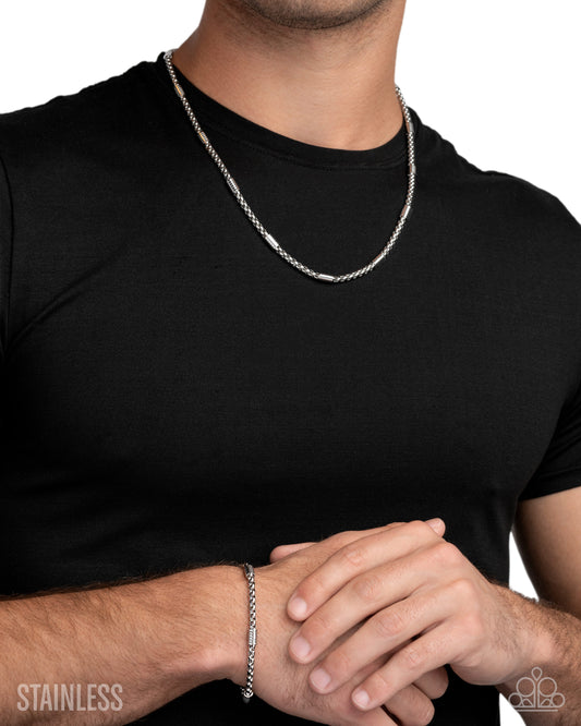 Barricade Bravado- Silver Unisex Necklace and Bracelet