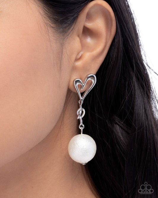 Sweetheart Sphere- White Pearl Earrings