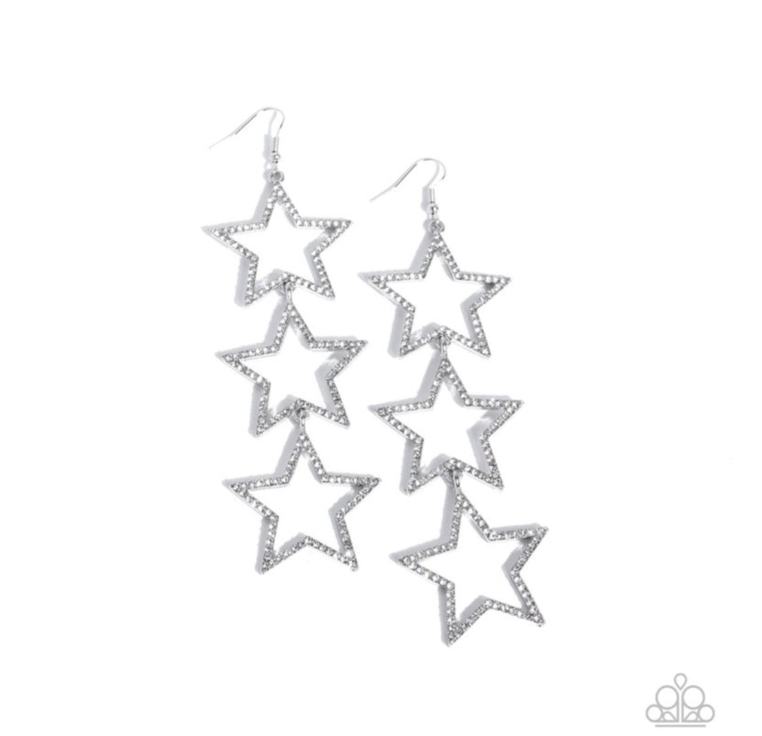 Star Crossed Success- Silver Earrings