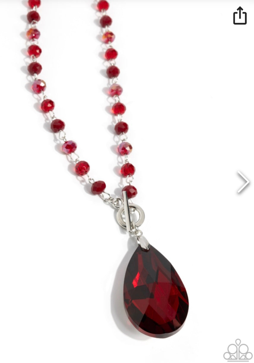Teardrop Tale- Red Necklace