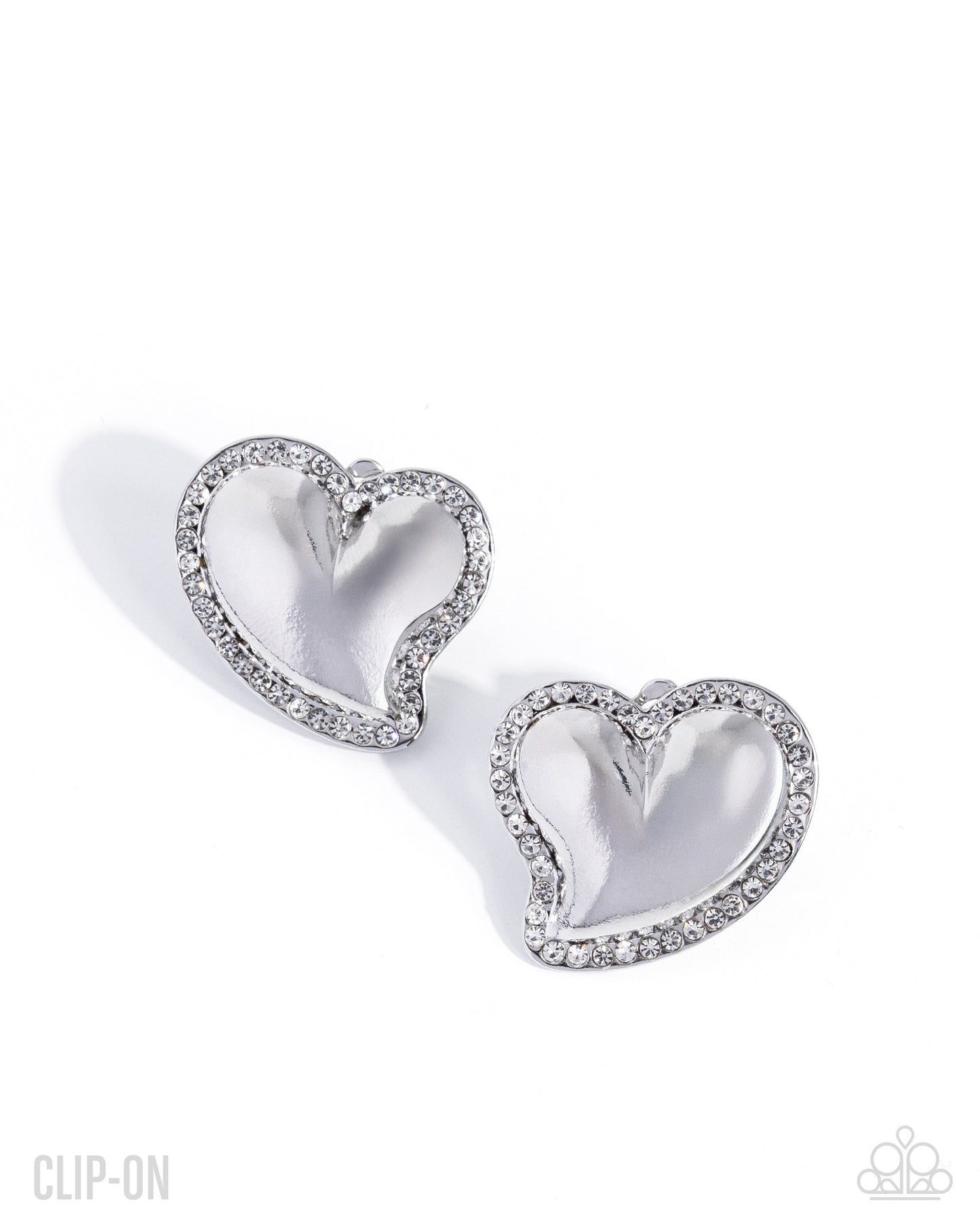 Lovable Luminescent- Clip-On Silver Heart Earrings