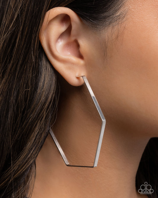 Handcrafted Hexagons- Silver Earrings