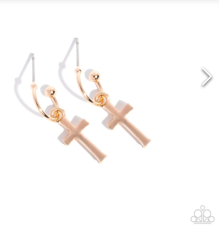 Daily Divinity- Gold Cross  Earrings