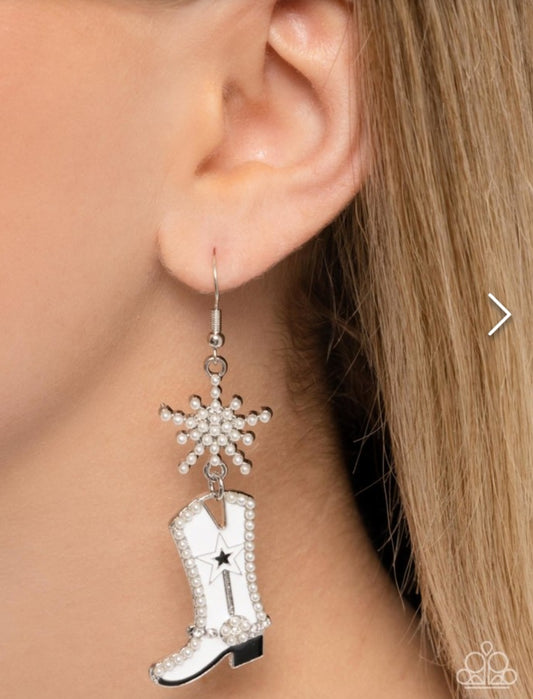 Compelling Cowboy- White Earrings