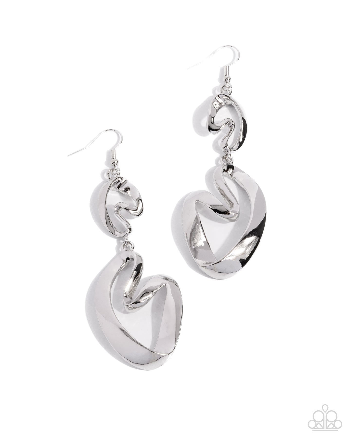 Abstract Angles- Silver Heart Earrings