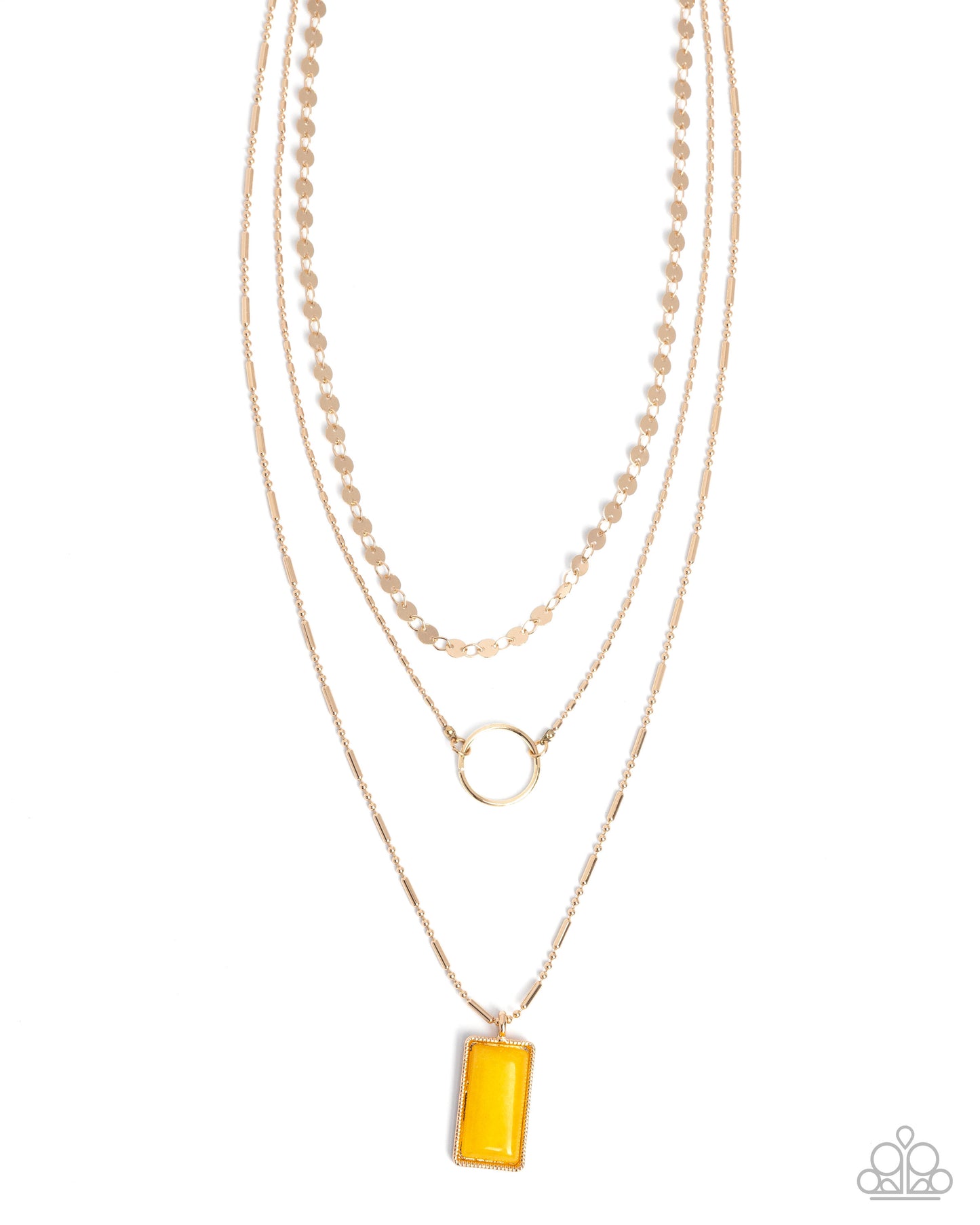 Layered Lyric- Yellow & Silver Necklace