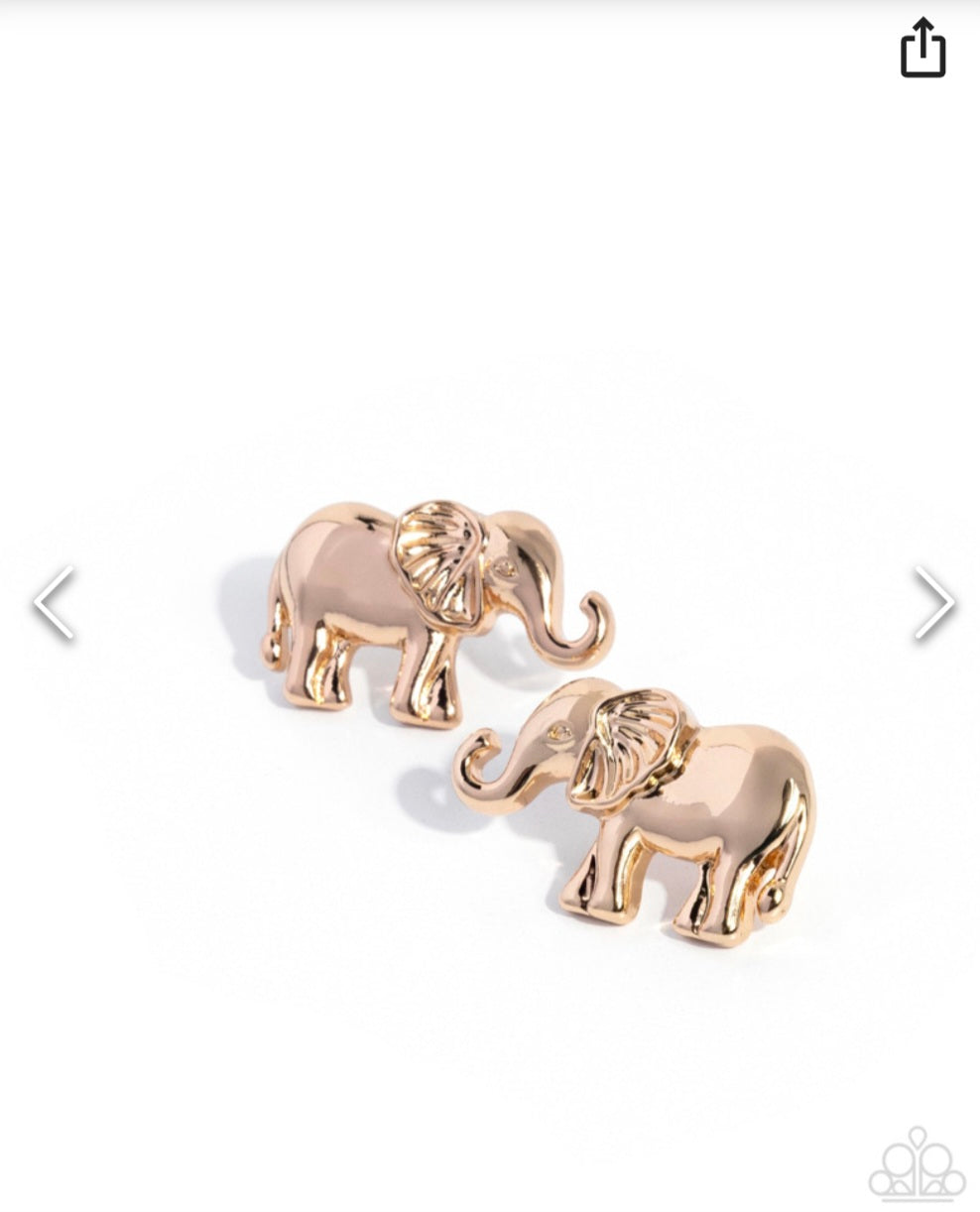 Elephant Eloquence- Gold Earrings