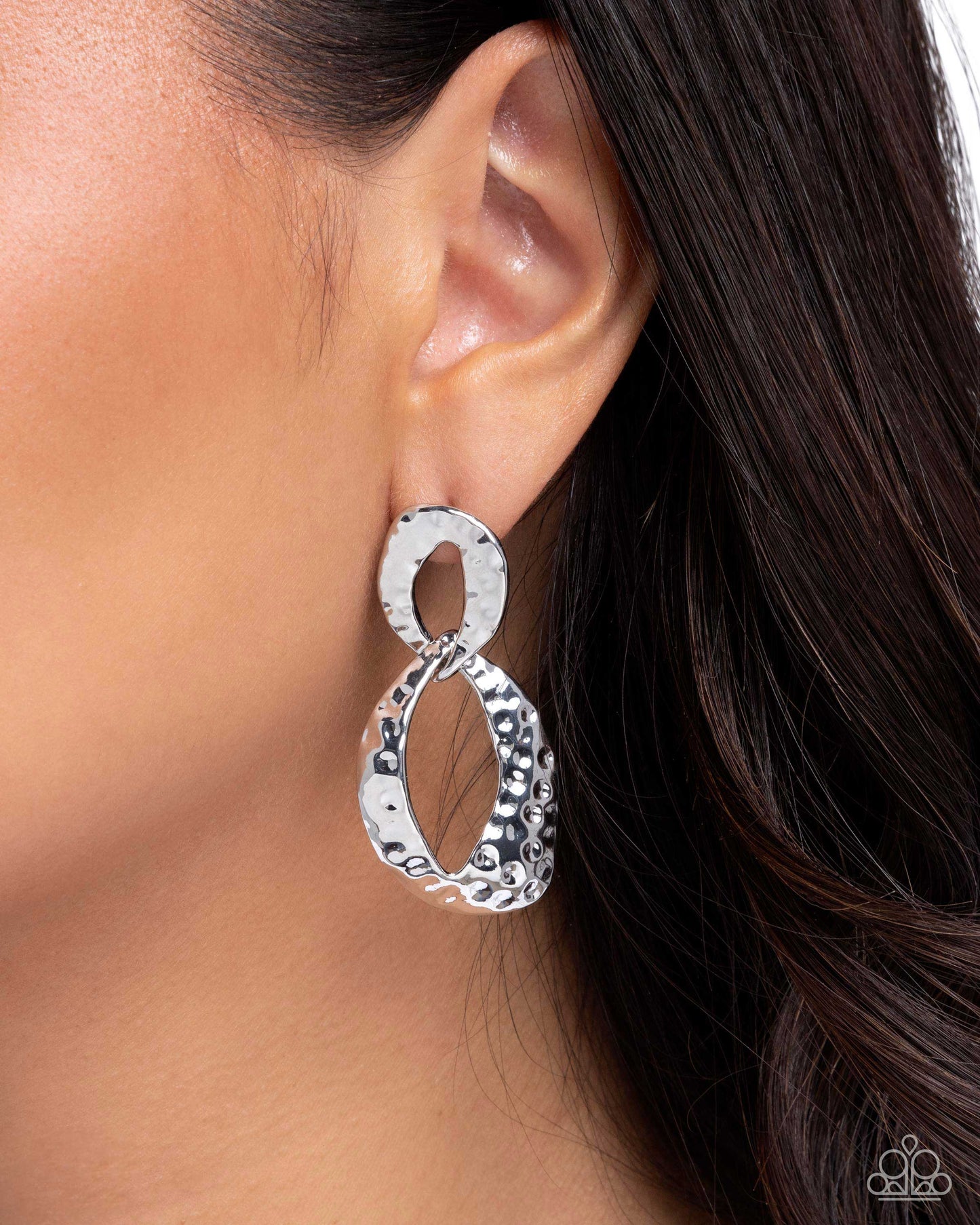 Mesmerizing Mash Up- Silver Hammered Earrings