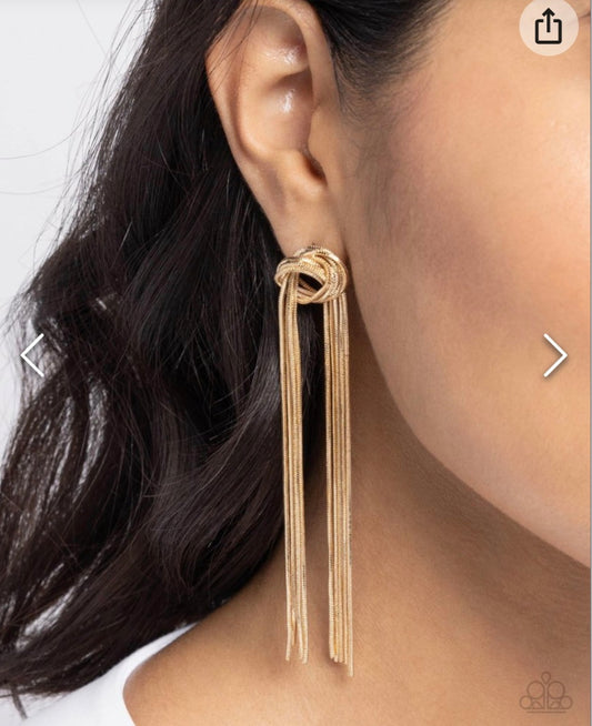 All Strands on Deck- Gold Earrings