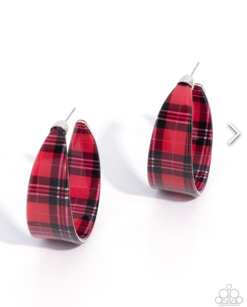 Fabulous Flannel- Red Earrings