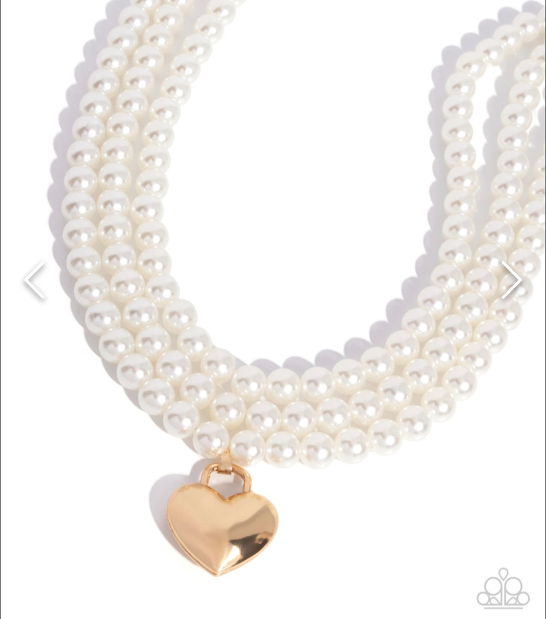 Lustrous Look-  Pearl and Gold Heart Necklace