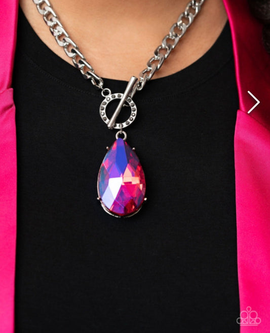 Edgy Exaggeration- Pink Necklace