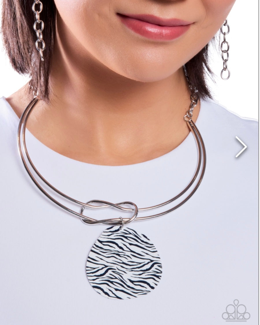 Running Wild White- Zebra Necklace