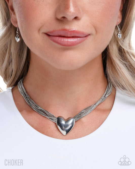 Gathered Galentine- Silver Heart Necklace