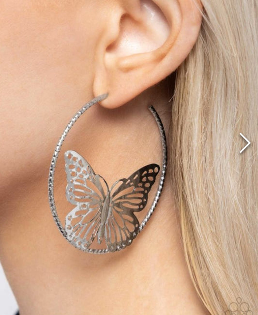 Aerial Alias-White Butterfly Earrings