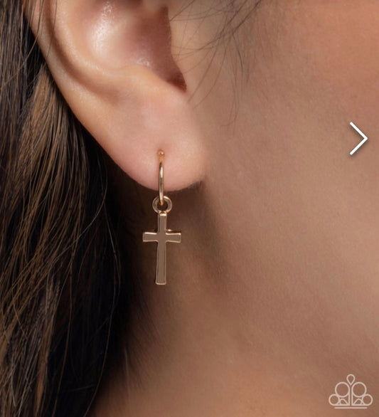 Daily Divinity- Gold Cross  Earrings