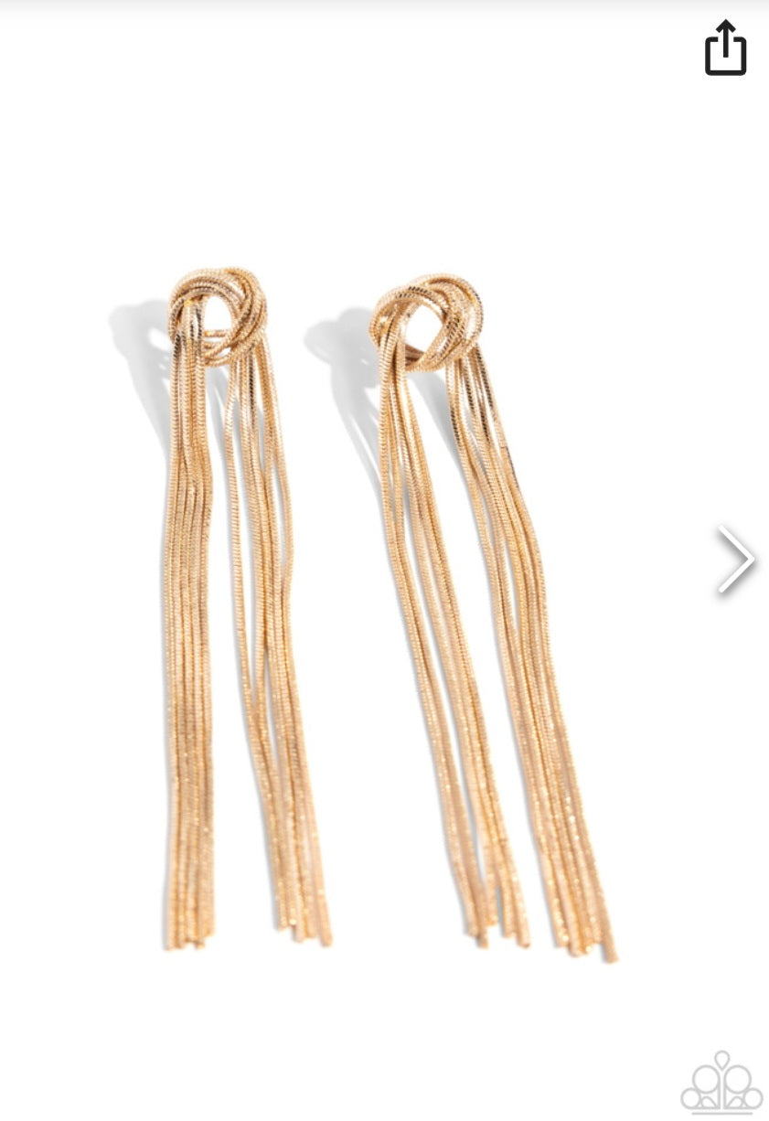 All Strands on Deck- Gold Earrings