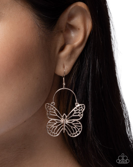 Aerial Arrival- Rose Gold Butterfly Earrings