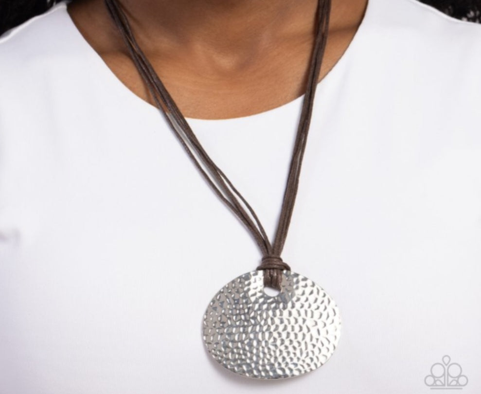 Rural Reflex -Brown & Silver Necklace